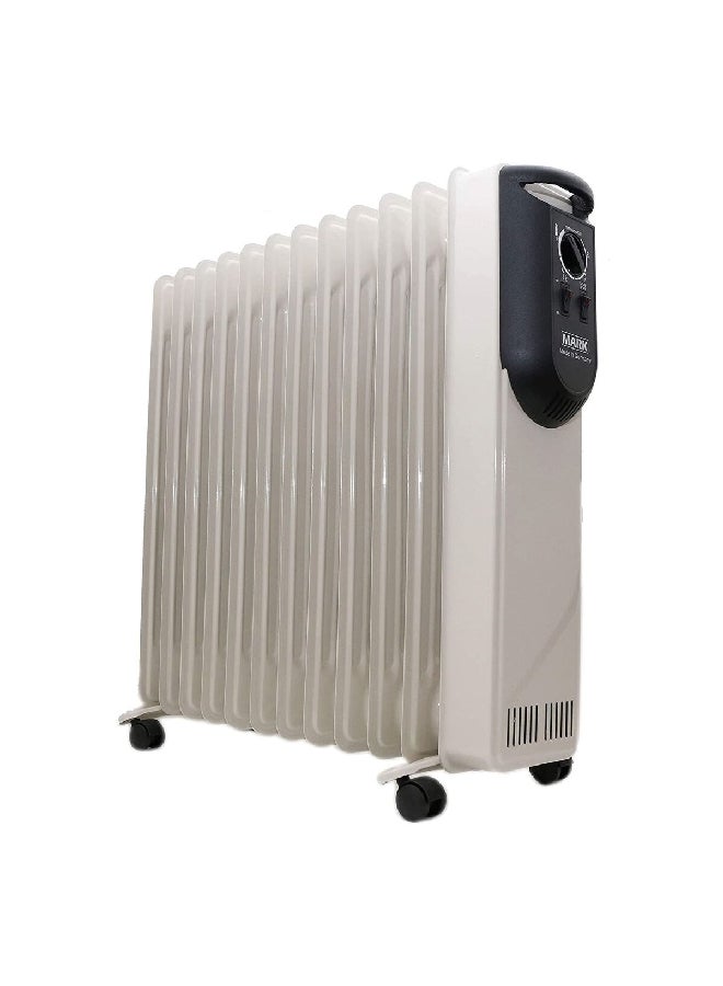 مارك مدفأة زيتية سريعة التسخين ومعدنية بقوة 2500 واط، مع 12 ريشة باللونين الكريمي والأسود 68 x 17 x 70 ملم MAV-2512 / MRK-2512 - Image 2